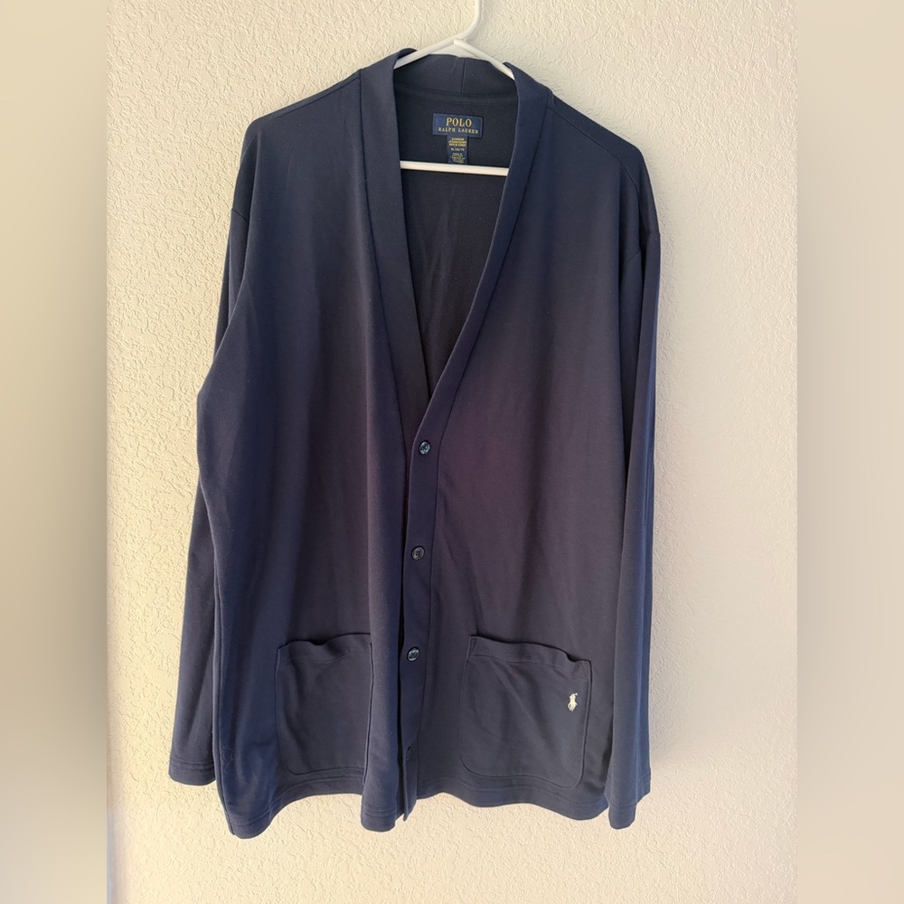 Polo Ralph Lauren Navy Mini Terry Sleepwear Cardigan - XL